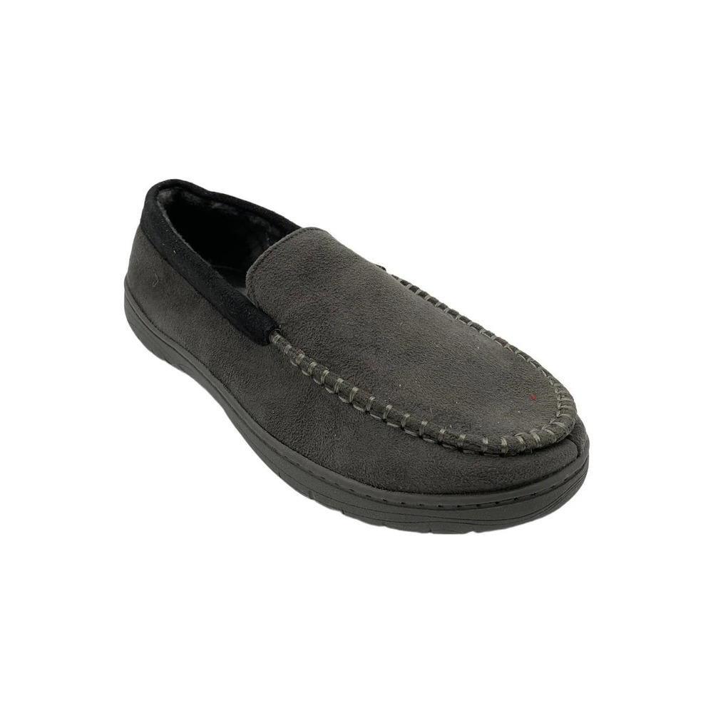 Wembley Men's Fleece Lined Moccasin Slippers Gray - Medium
